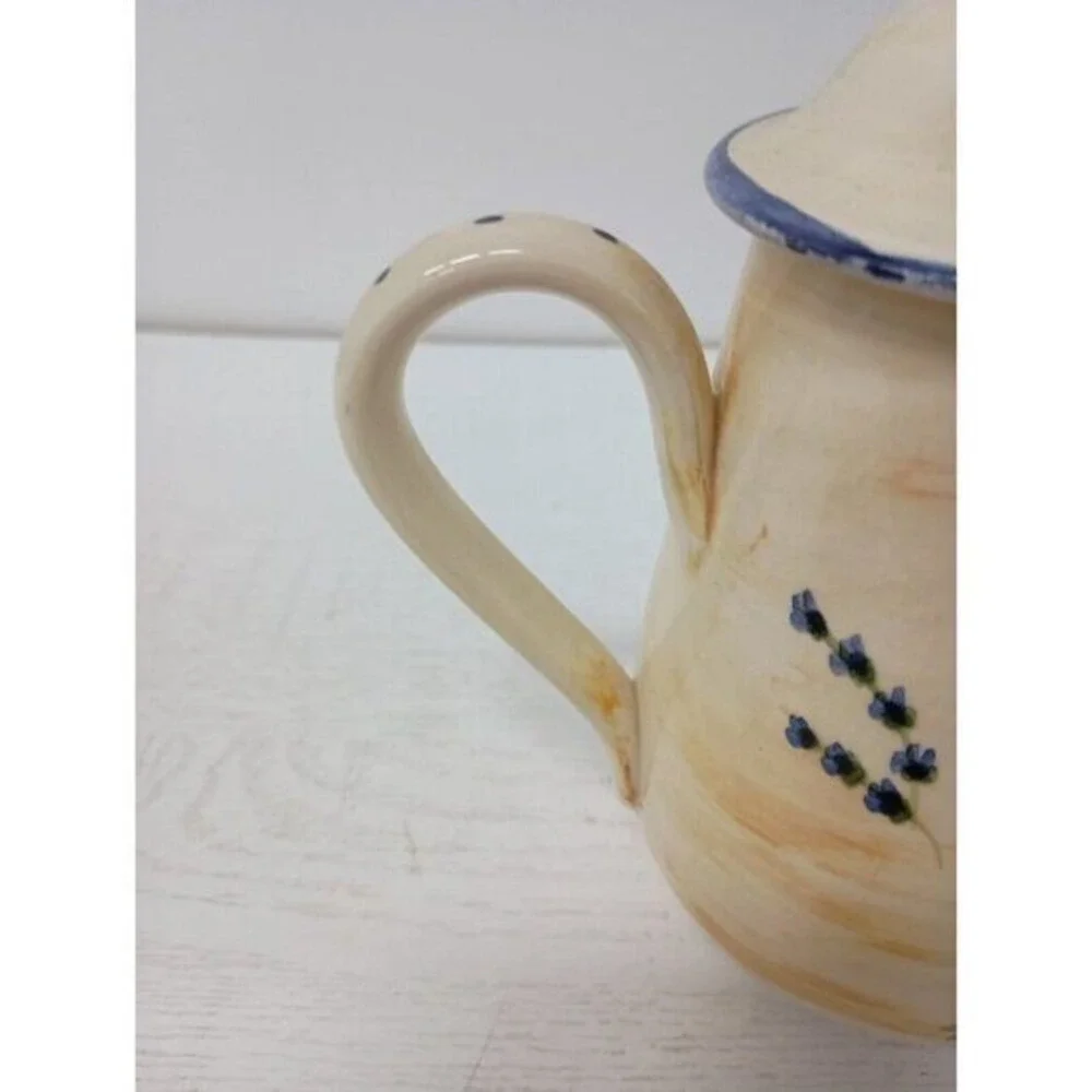 VTG F. Main Pottery Ceramic Teapot‎ Pitcher Cottagecore Country Farmhouse Decor
